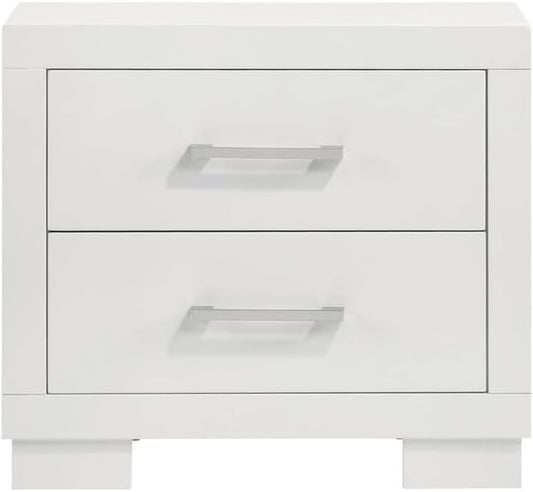 2 Drawers MDF Nightstand in Cream White Finish ﻿,for Small Spaces
