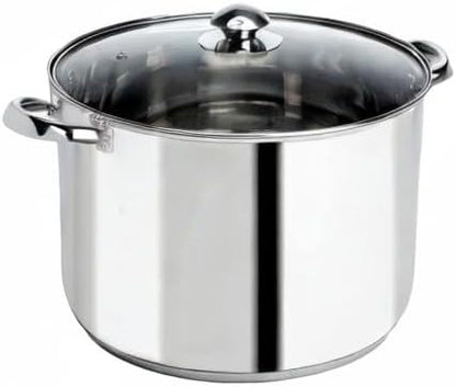 Ecolution Pure Intentions Stock Pot - Features Tempered Glass Lid, Stay-Cool Handles, and Encapsulated Bottom - Oven Safe - Curbside Recyclable Stainless Steel - 12 Quarts