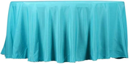 Efavormart Round Tablecloth, 132 Inch Stain & Wrinkle Resistant Washable Table Cloth, Decorative Polyester Fabric Table Cover for Banquet, Wedding, Dining- Turquoise