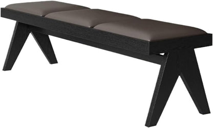 Modern Retro Wooden Upholstered Dining Table Cloakroom Shoe-Changing Stool Bedroom Bed-end Entryway(XL)
