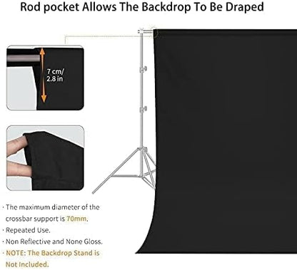 10 x 10 FT Black Backdrop Background, 100% Polyester Photography Backdrop Foldable Washable Black Screen for Photoshoot Portraits Party Video Studio Shooting