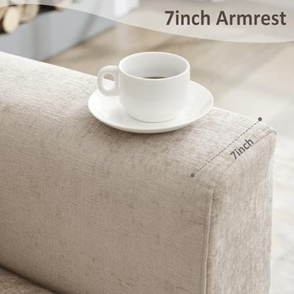 Oversized Accent Chair Armchair with Metal Legs | Comfy Chenille Arm Chairs and a Half,Modern Century Single Sofa Extra Large Reading Club Chair for Living Room,Bedroom,Brown