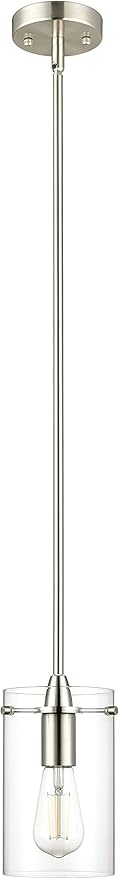 Brushed Nickel Pendant Lights Kitchen Island - Medium Clear Glass Pendant Light Fixture
