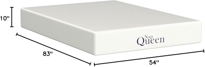 NapQueen 10 Inch Full Size Mattress, Bamboo Charcoal Memory Foam Mattress, Bed in a Box, White