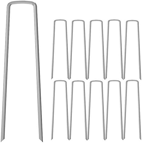 MySit 12" Garden Stakes Pins Landscape Staples 11Ga Tent Stakes 200Pack, Heavy Duty Galvanized Steel Metal Yard Stakes Ground Lawn Staples Fence Anchors for Weed Barrier Fabric
