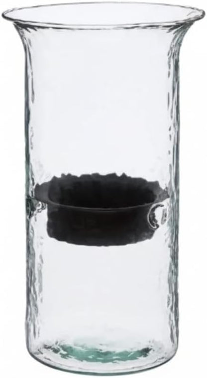 Glass Hurricane Pillar Candle Holder with Rustic Metal Insert, Perfect as a Centerpiece (Large)