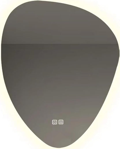 Irregular Bathroom Mirror with LED Lights, Wall Mounted Mirror with Touch Switch and Demister Pad, Drop Shape Decorative Mirror, 3 Colors Dimmable Lighting(A,31.5 * 51.2in/80 * 130cm)