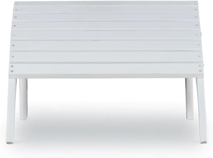 Outdoor Ottoman, Solid Wood and Acacia, White Finish, 21.6" W x 21.06" D x 13.7" H, Sturdy Transitional Patio Footrest, Ideal for Adirondack Chair or Outdoor Furniture Use