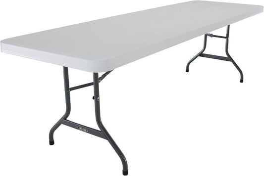 Lifetime 22980 8-Foot Commercial Folding Table, White Granite HDPE Top, Steel Frame