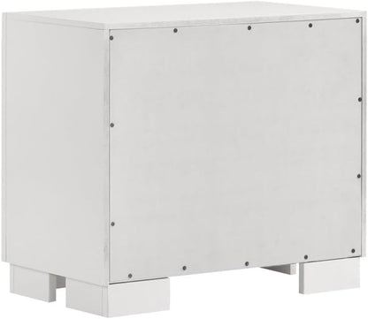 2 Drawers MDF Nightstand in Cream White Finish ﻿,for Small Spaces