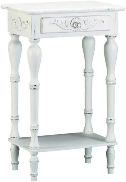 Accent Plus 34353 Carved White Side Table, Multicolor