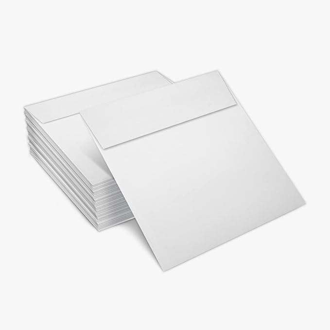 LUXPaper Square Invitation Envelopes | Peel & Press | 5 1/4" x 5 1/4" | Bright White | 70lb. Text | 50 Qty