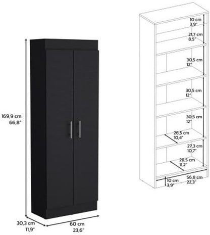 Clinton Pantry Cabinet Engineered Wood Black
