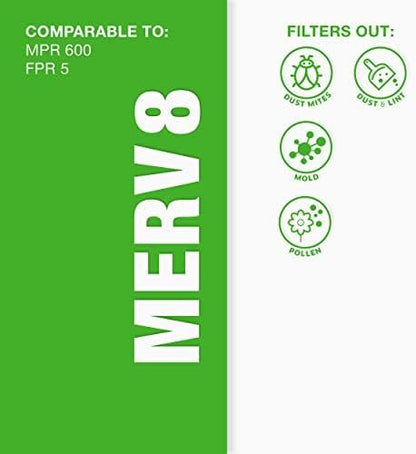 Aerostar 12x12x1 MERV 8 Air Filter, 6 Count, ACTUAL SIZE (11.75 x 11.75 x 0.75), HVAC, Air Conditioning & Furnace Filter Captures Dust, Lint & Pollen (MPR 600 / FPR 5), Made in USA
