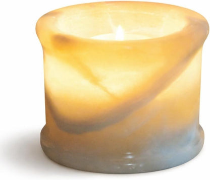CraftsOfEgypt Egyptian Real Alabaster Stone/Marble Candle Holder Votive