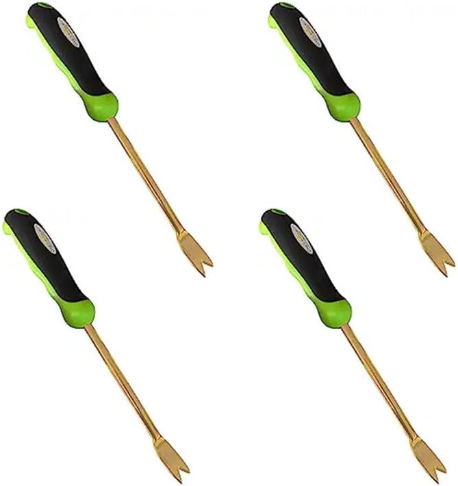 Garden Guru Titanium Dandelion Weeder Tool - Rust Resistant - Ergonomic Handle - Weed Puller for Planting, Weeding, Flower and Vegetable Care in Lawn Garden Yard (4 Pack)
