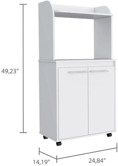 lapday Kitchen Storage with 1 Shelf & 2 Doors,Caster Wheels,for Living Room,Dining Room(White,14.19"×24.84"×49.23").