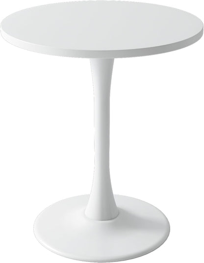 Modern White Round Dining Table 24 inch, White Tulip Round Table for Two People, Mid Century Round Coffee Table for Living Room and Kitchen