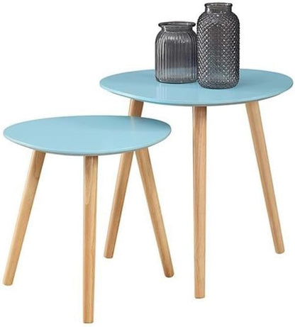 Convenience Concepts Oslo Nesting End Tables, Sea Foam / Light Oak