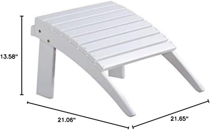 Outdoor Ottoman, Solid Wood and Acacia, White Finish, 21.6" W x 21.06" D x 13.7" H, Sturdy Transitional Patio Footrest, Ideal for Adirondack Chair or Outdoor Furniture Use