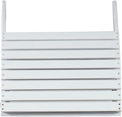 Outdoor Ottoman, Solid Wood and Acacia, White Finish, 21.6" W x 21.06" D x 13.7" H, Sturdy Transitional Patio Footrest, Ideal for Adirondack Chair or Outdoor Furniture Use