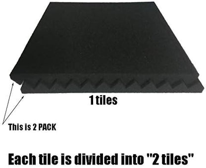 96 Pack Allxinlog Absorb the echo Acoustic Foam Panel Wedge Studio Soundproofing Wall Tiles 12" X 12" X 1" (48Purple+48Black)