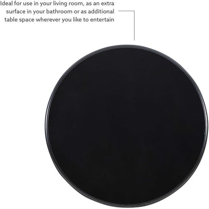 Pemberly Row Set of 2 Round Wood Accent Tables with Pedestal Base in Jet Black