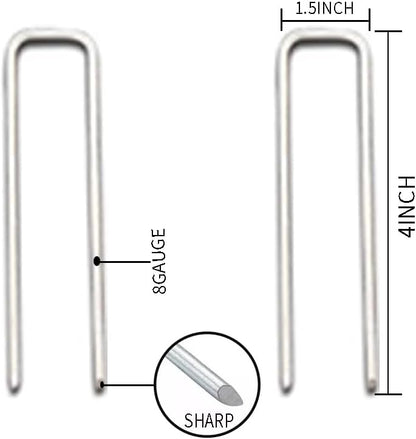 8 Gauge Ground Staples 4 Inch Landscape Staples 30Pack Metal Lawn Ground Barrier Cover Wire Heavy Duty U Stakes Pins
