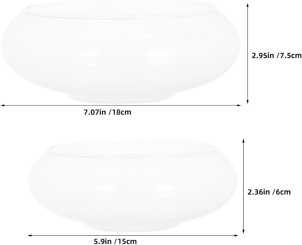 2pcs Glass Floating Candle Holders Bowl Set, Elegant Minimalist Glass Candle Holder Bowls with Stable Base for Wedding Table Centerpiece and Romantic Dinners