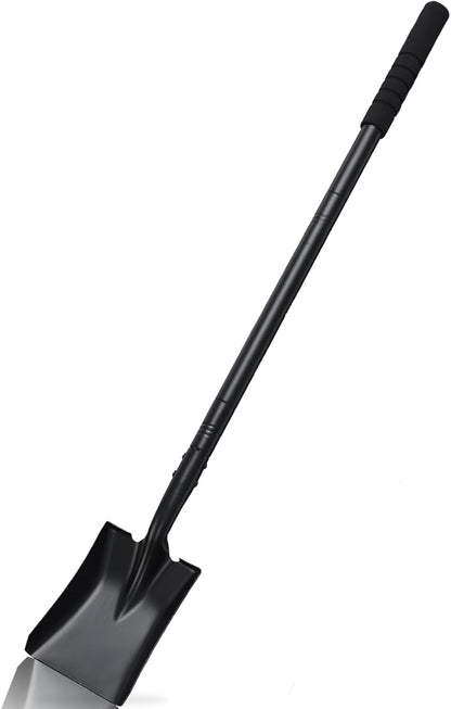 Small Square Shovel 43.3Inches Heavy Duty Garden Tools with Metal Handle, Small Transfer Spade for Digging Camping Car Beach Shovel, Black