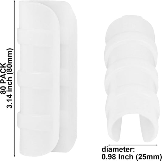 80PCS 1 inch Greenhouse Clips White Greenhouse Clamps Black Plastic Clamps Garden Buildings Tube Clips for PVC Pipe Greenhouse Films, Sunshade Nets, Shelters, Farming, Gardening