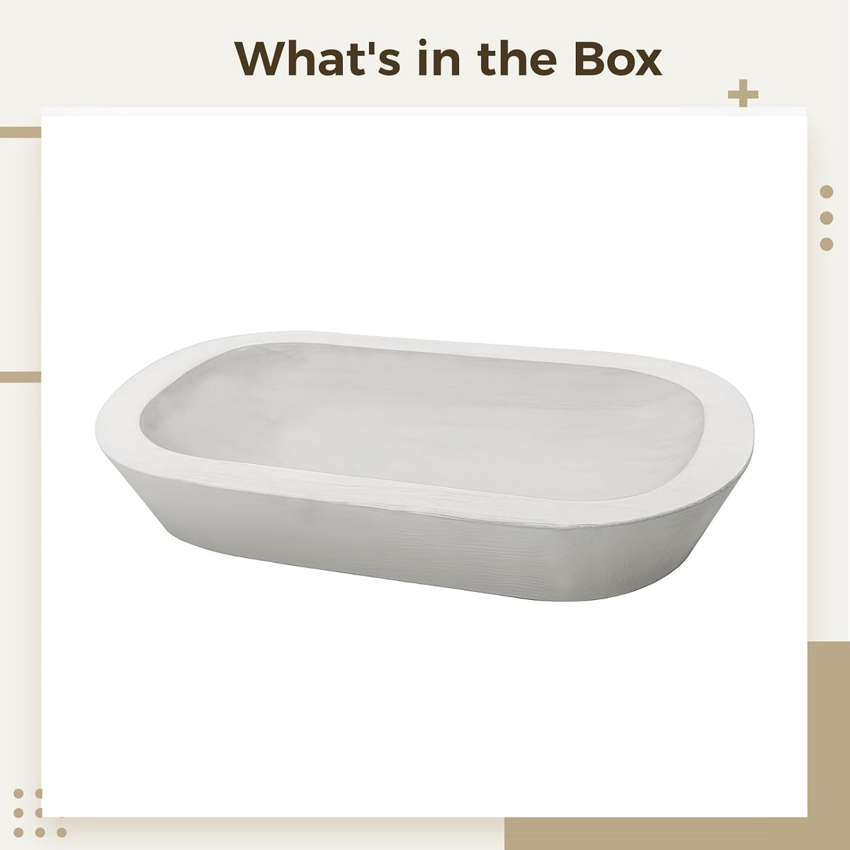 Wooden Dough Bowl for Candle Making, Oval Shaped Decorative Bowl, Smooth White Coating, Vintage Rustic Style, Ideal for Home Decor, Craft Projects, and Table Centerpieces