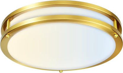 Gold Ceiling Light Fixture 24W, 12 inch LED Flush Mount Ceiling Light for Bedroom, Kitchen, Bathroom, Dimmable Close to Ceiling Light Fixture for Hallway 5CCT…