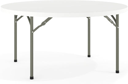 Flash Furniture 5' Round All-Occasion Plastic Folding Event Table for Parties and Trade Shows, Folding Banquet Table for Indoor/Outdoor Events, White