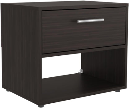 Modern Fluted Nightstand 4 Legs, Farmhouse End Table with Open Space and Drawer Dresser,for Small Spaces