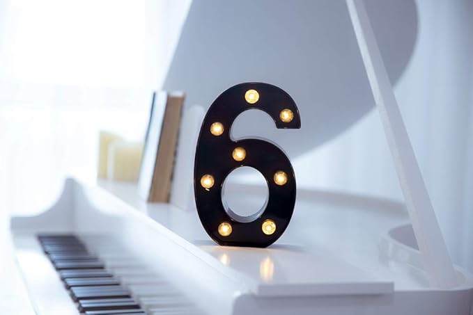 Foaky Black LED Marquee Number Lights Sign Light Up Marquee Number Lights Sign for Night Light Wedding Birthday Party Battery Powered Christmas Lamp Home Bar Decoration