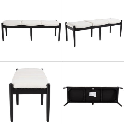 CIMOTA Modern Linen End of Bed Bench, Upholstered Bedroom Ottoman Bench Entryway Bench for Hallway/Dress Room/Living Room, Window Ottoman Bench with Solid Wood Legs, 54 Inch Long, White