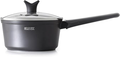 THE ROCK SOHO Nonstick Saucepan with Lid, 2 Quarts Small Pot with PPG Quantum2 Coating – Durable for Urban Kitchens, Nothing Sticks, Never Warps, Lasts Longer, Induction Compatible, PFOA-Free, Black