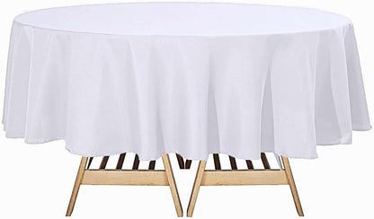 Efavormart Round Tablecloth, 90 Inch Stain & Wrinkle Resistant Washable Table Cloth, Decorative Polyester Fabric Table Cover for Banquet, Wedding, Dining- White