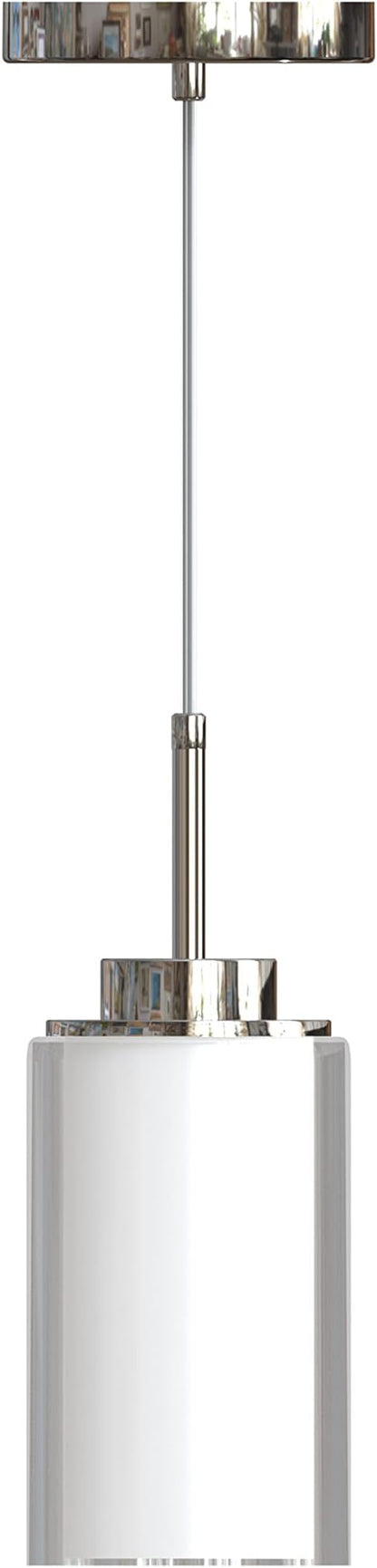 Sofia Modern Pendant, Double Glass Shade, Nickel Finish Base, Single Medium Base (E26) Socket, Dining Areas, Bathrooms, Powder Rooms, Bedrooms, Dimmable, ETL Listed, Clear-Frosted Glass
