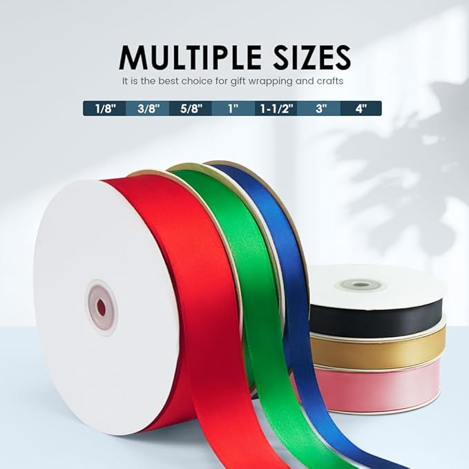 5/8" Wide x 100 Yards Single Face Polyester Satin Ribbon, Satin Ribbon for Crafts, Gift, Hair Bows, Wedding Party Decoration, Bow Making & Other Projects (Silvery)