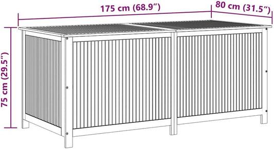 Wood Garden Backyard Organization, Wooden Garden Storage Box for Patio Furniture and Outdoor Cushions, 68.9"x31.5"x29.5",-646