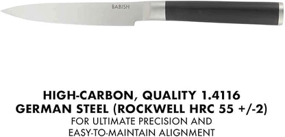Babish High-Carbon 1.4116 German Steel 5 Inch Full Tang, Forged Utility Kitchen Knife