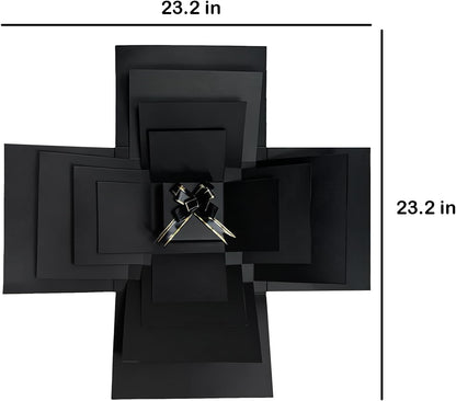 Romiona 5-Layer creative explosion gift box, gift wrap box (Black, Square) | Create a 5-Layer of gifts by yourself. An ideal, mysterious self-made gift for birthday, Christmas and anniversaries.