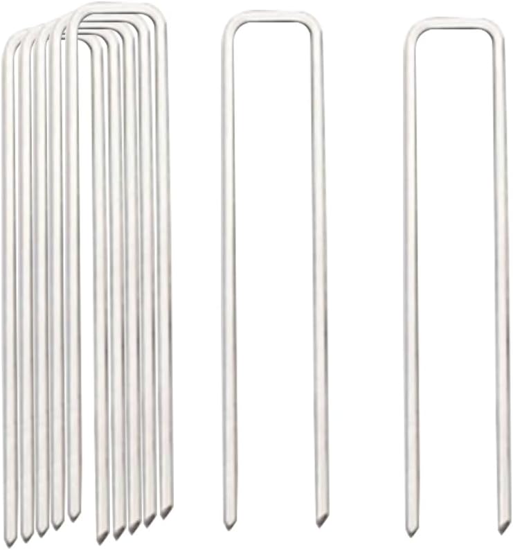 8 Gauge Landscape Staples 6 Inch Ground Staples 50Pack Yard Metal Lawn Ground Barrier Cover Wire Heavy Duty U Stakes Garden Pins