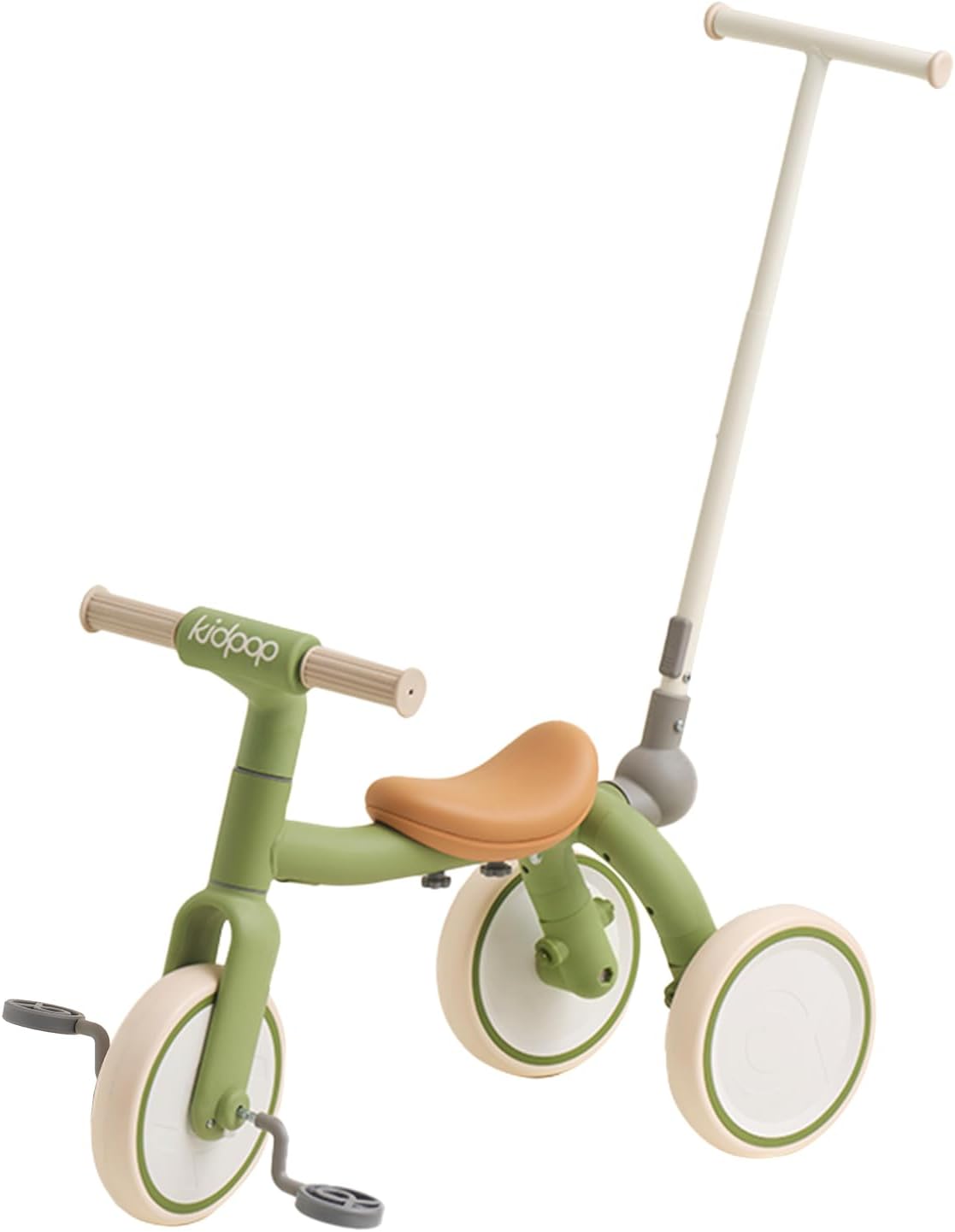 4-in-1 Toddler Tricycle with Adjustable Push Handle for 1-4 Year Old,Birthday Gift and Toy for Boys and Girls Removable Pedals Balance Bike&Scooter (Green)