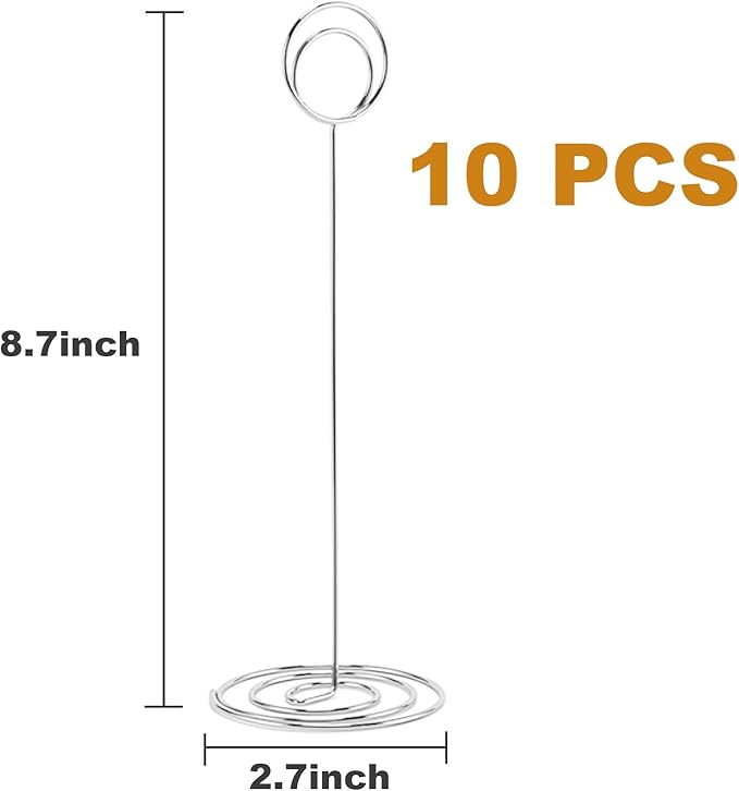 10Pcs Place Card Holder, Table Number Holders, Wire Picture Holder, Table Card Holders Stand, Photo Holder for Centerpieces, Wedding Reception, Party, Birthday (Silver)