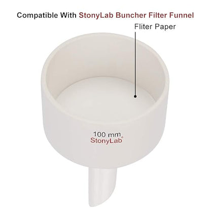 StonyLab Quantitative Filter Paper Circles, 94mm Diameter Cellulose Filter Paper with 20 Micron Particle Retention Medium Filtration Speed, Pack of 100
