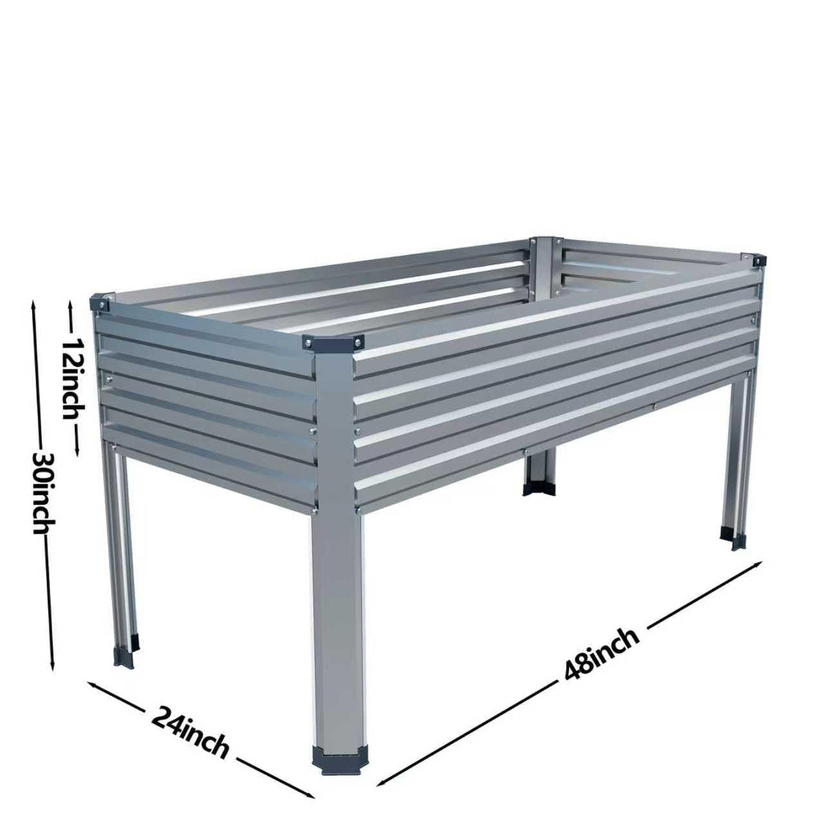 DIIYIV Galvanized Raised Garden Bed with Legs,2PCS 48×24×30in Elevated Planter Box for Backyard,Outdoor Garden, Patio, Balcony, 350lb Capacity,Silver