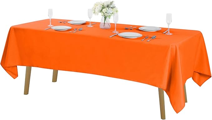 Rectangle Tablecloth 60x120 inch Washable Polyester Fabric Table Cloth for Wedding Party Dining Banquet Decoration（60x120, Orange）